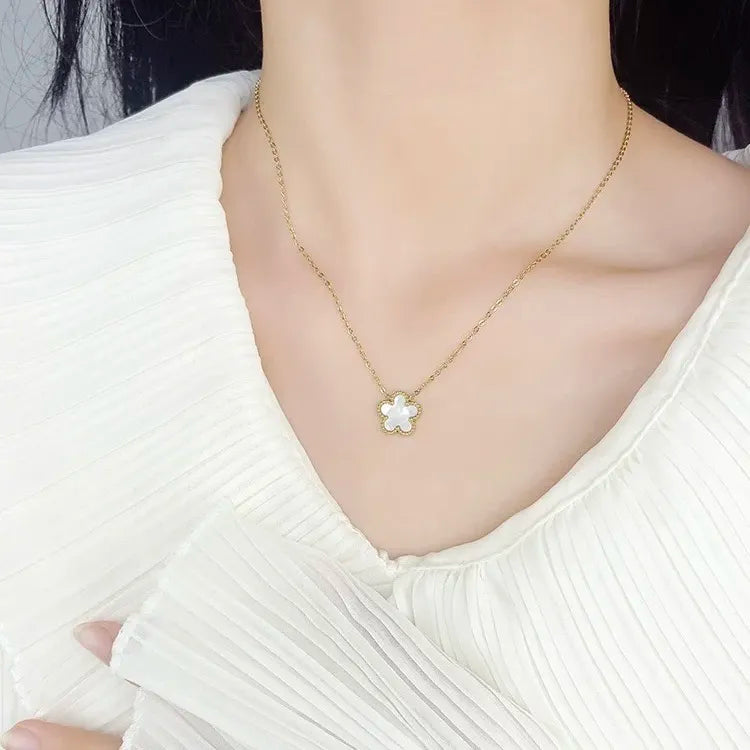 CAC-413-2154 C Fiore-Collana Corta in Acciaio