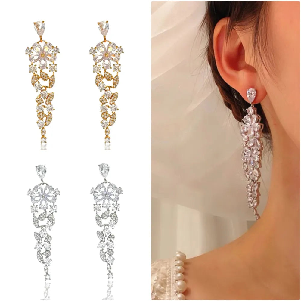 OMZ-103-AA2727E Fiore-Orecchini in Ottone e Zirconia