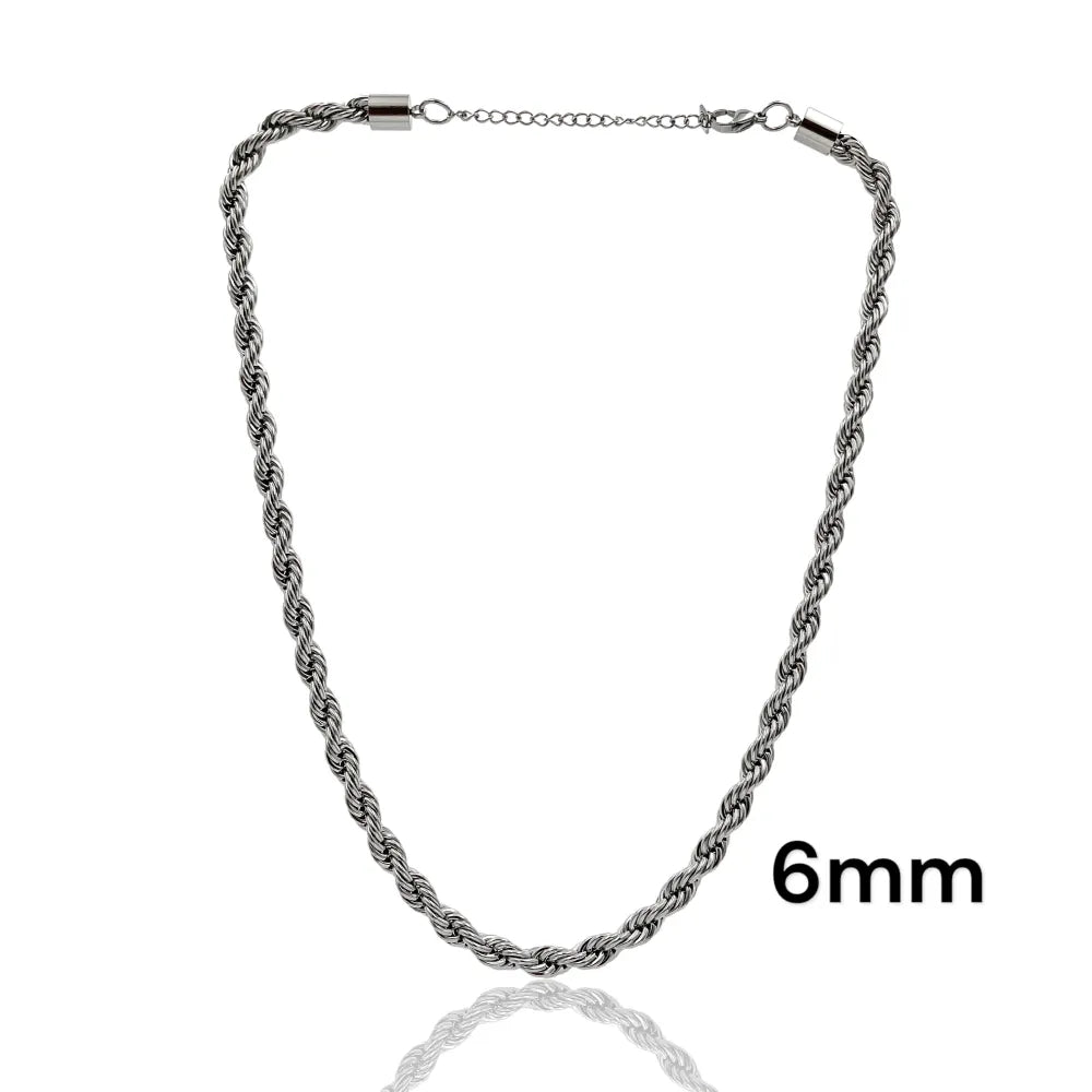 CAC-413-6mm Torchon 6mm-Collana Corta in Acciaio