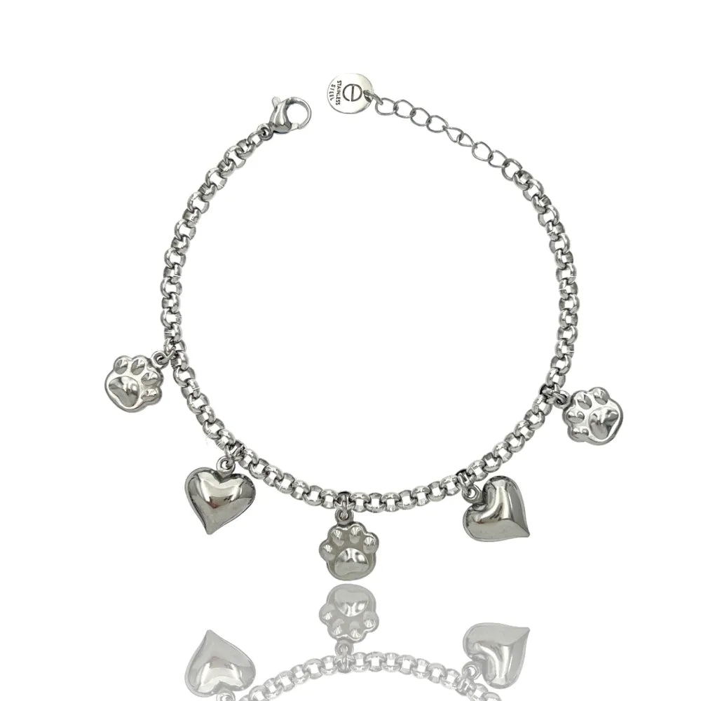 BAC-103-AA4519B Cuore Zampa -Bracciale in Acciaio