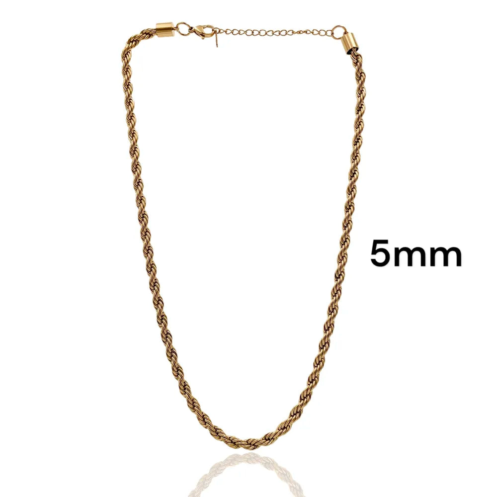 CAC-413-5mm Torchon 5mm-Collana Corta in Acciaio