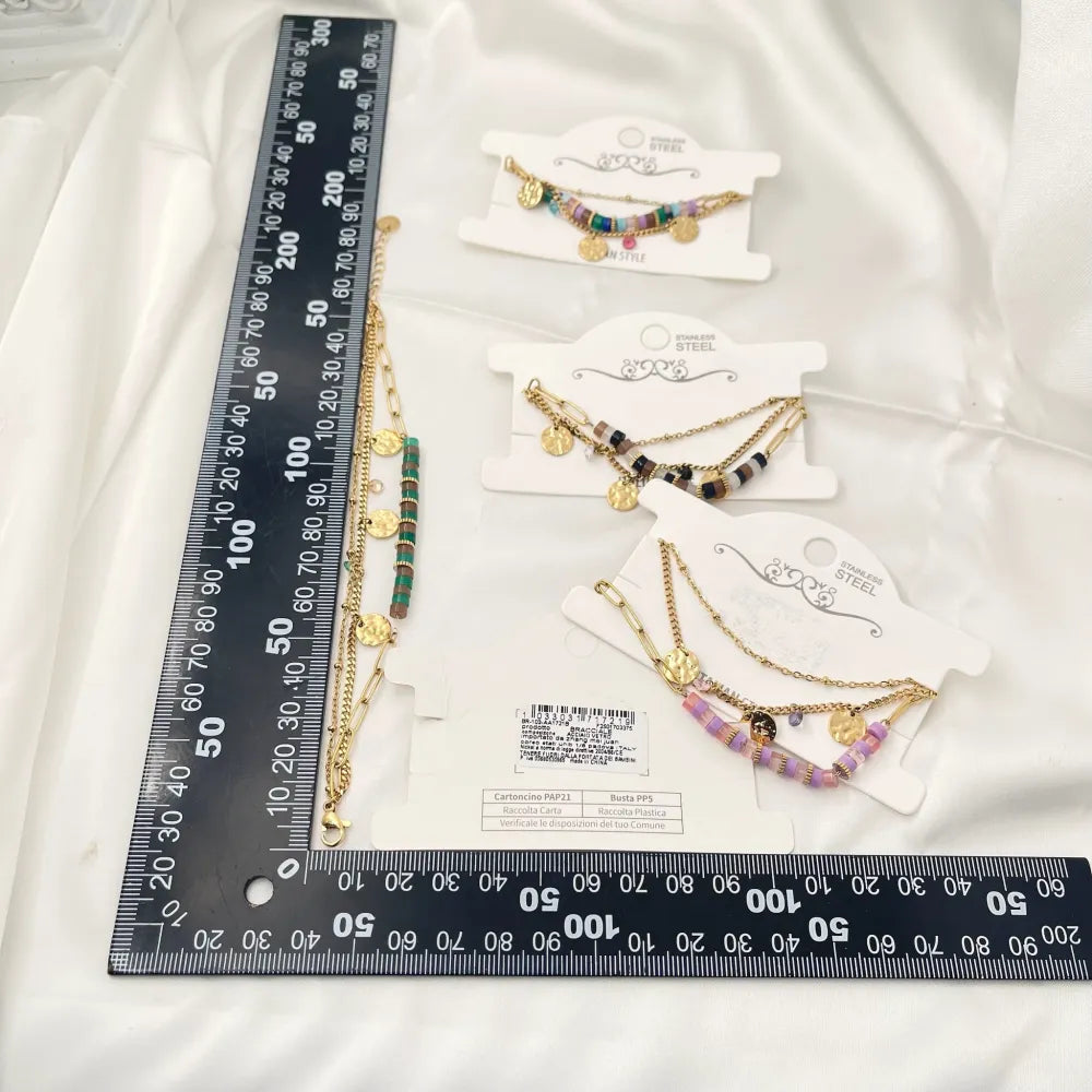 BAC-103-AA1721B Multifili con Perline-Bracciale in Acciaio con Chiusura
