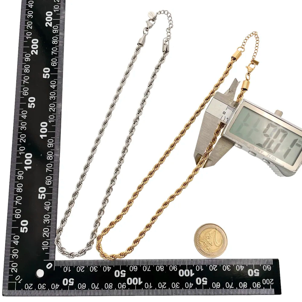 CAC-413-5mm Torchon 5mm-Collana Corta in Acciaio