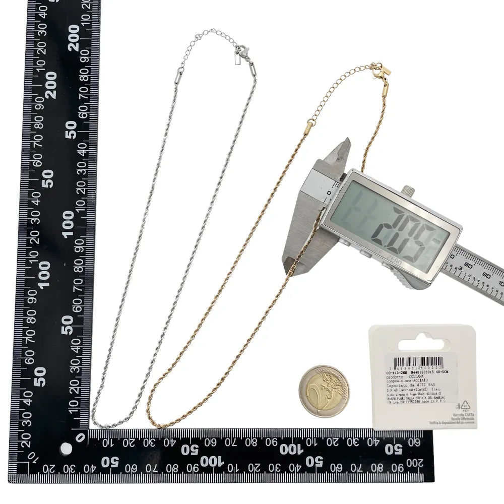 CAC-413-1584 2mm E Torchon 2mm-Catena in Acciaio