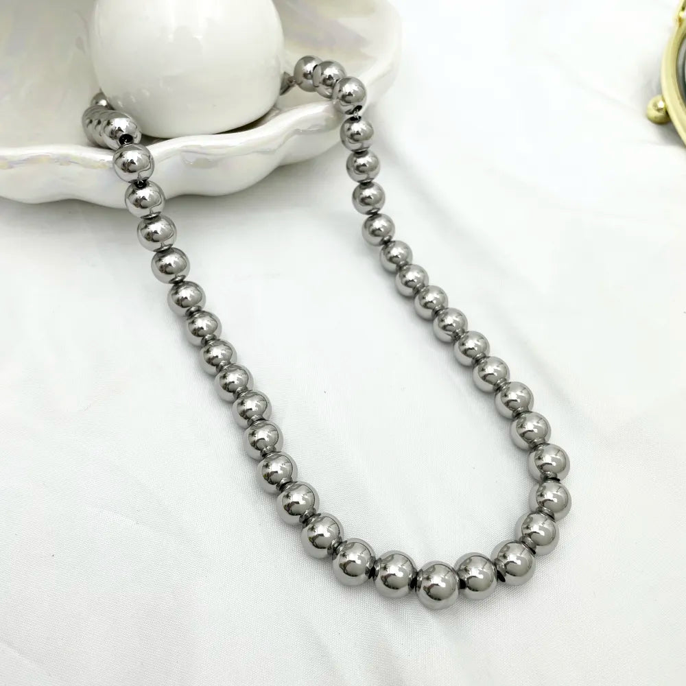 CAC-103-AA3993N  10mm Pallina Vuota 10mm-Collana Corta in Acciaio