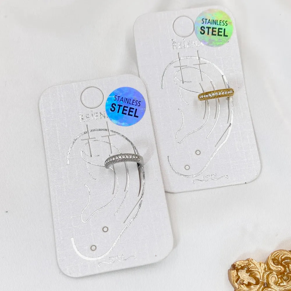 OAP-103-AA4282Eg Doppio Filo con Zirconia -Earcuff in Acciaio