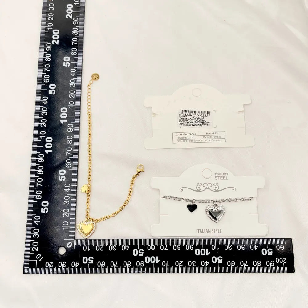 BAC-103-AA2859B Cuore -Bracciale in Acciaio con Chiusura