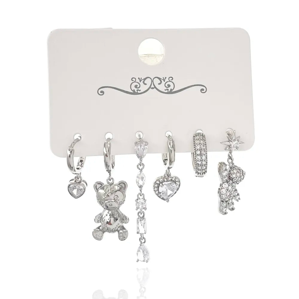 OPM-520-L49 Orsetto Cuoe-Set 6pz Orecchini