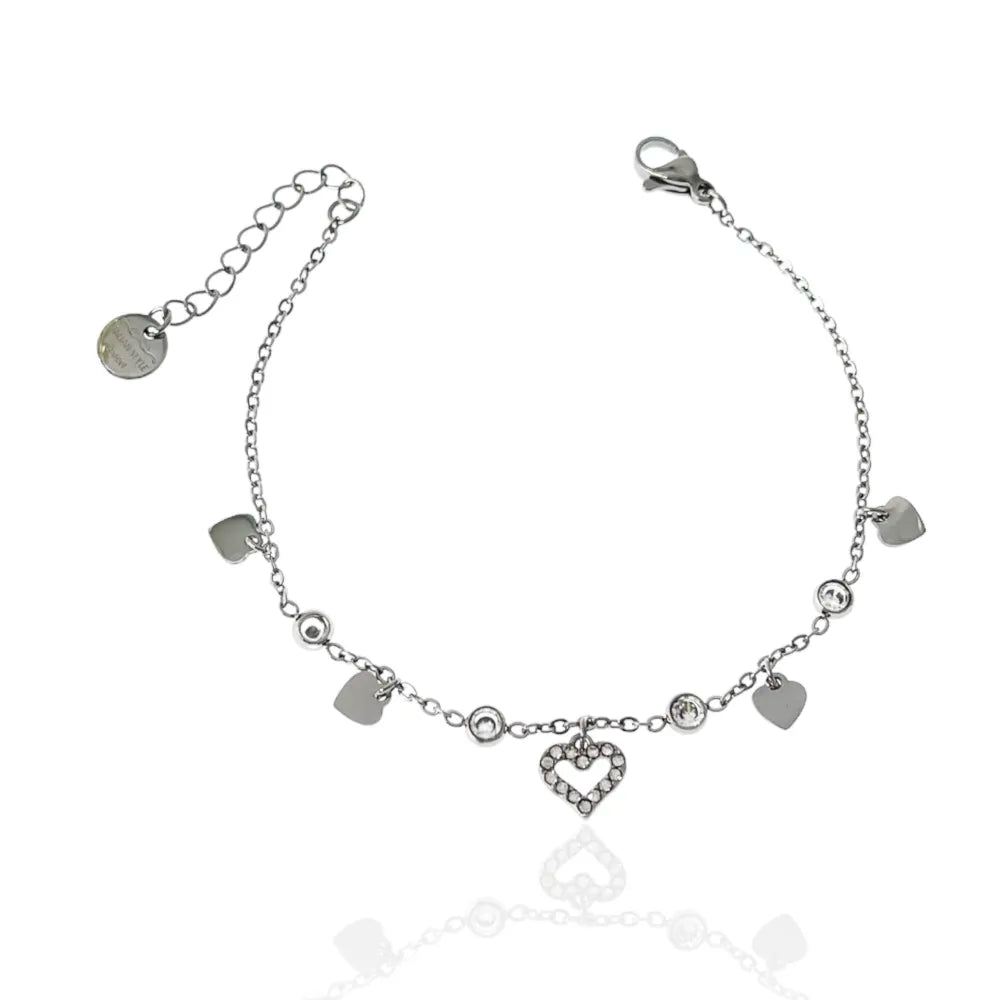 BAC-103-AA3469B Cuore Vuoto -Bracciale in Acciaio con Chiusura
