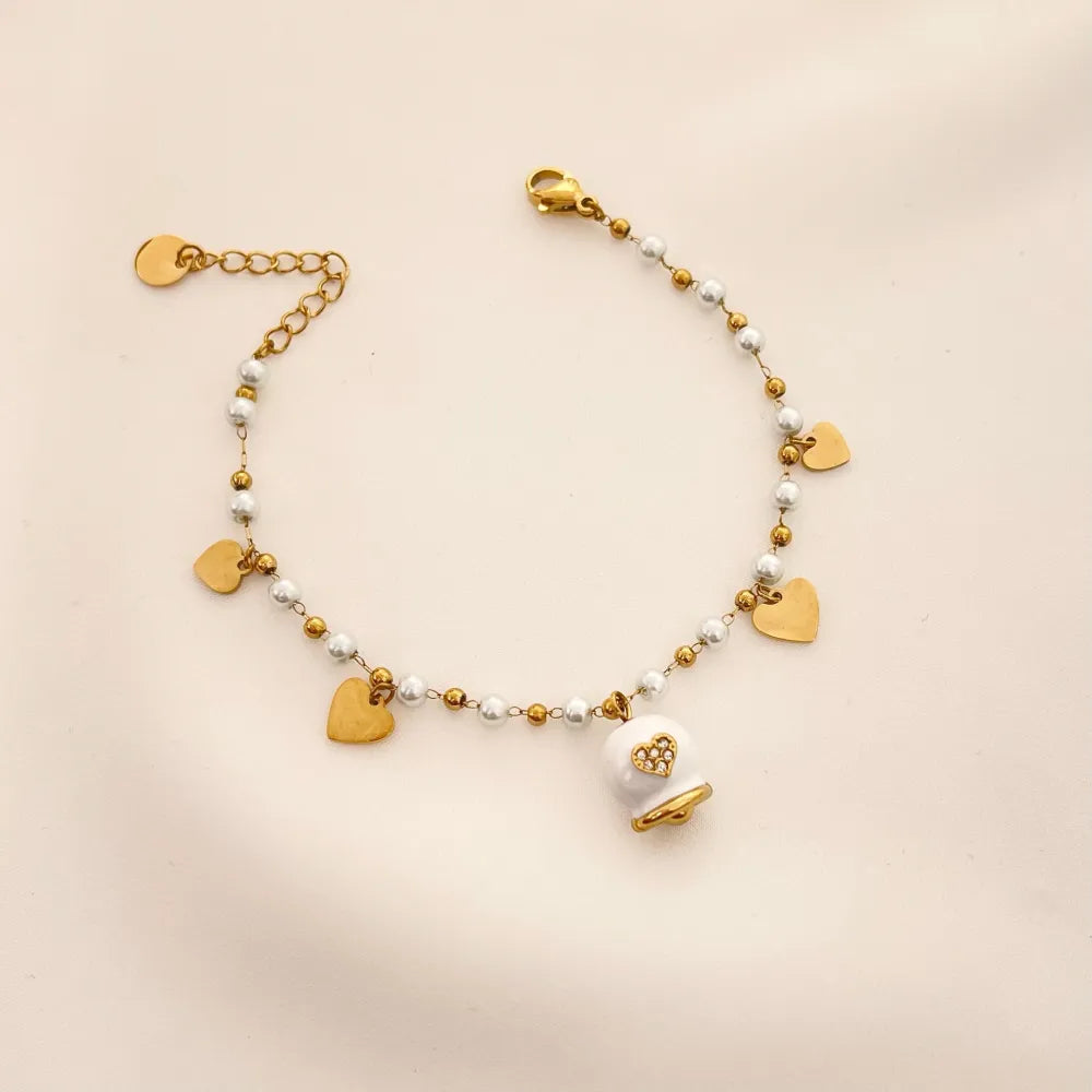 BAC-103-AA2701B Campanello con Cuore-Bracciale in Acciaio con Chiusura