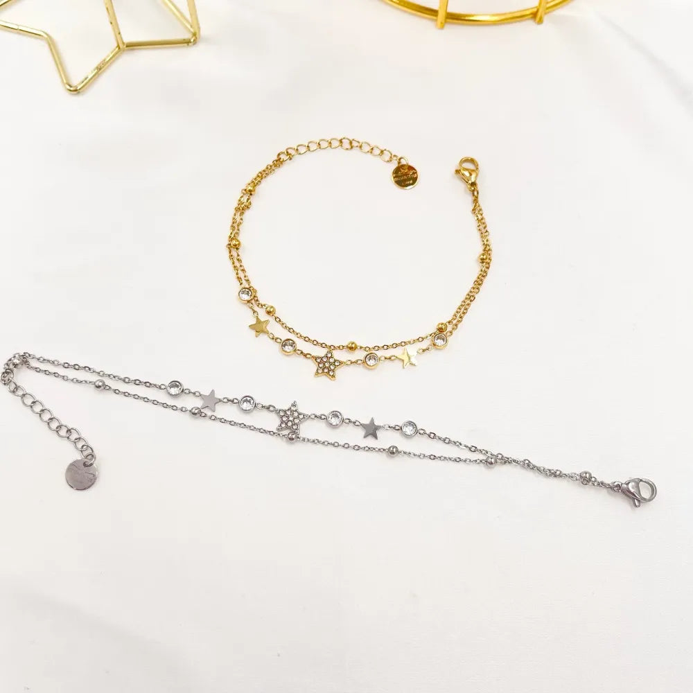 BAC-103-AA3461B Doppio con la Stella-Bracciale in Acciaio