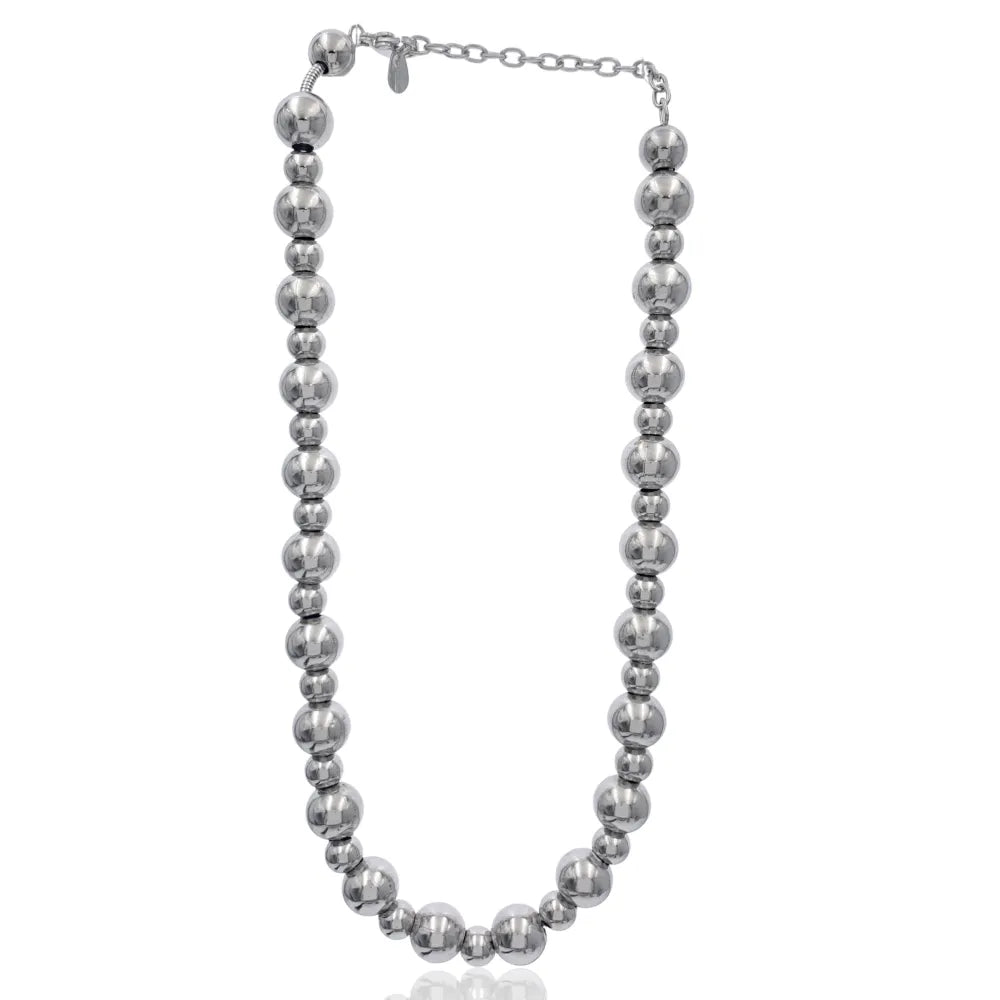 CAC-732-243 Palline Vuote 12mm+8mm-Collana Corta in Acciaio
