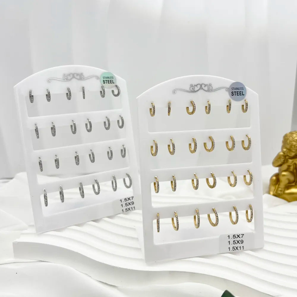 OPA-103-AA4380E 7-11mm Cerchio Scalare con Zirconia-12Paia Orecchini in Acciaio