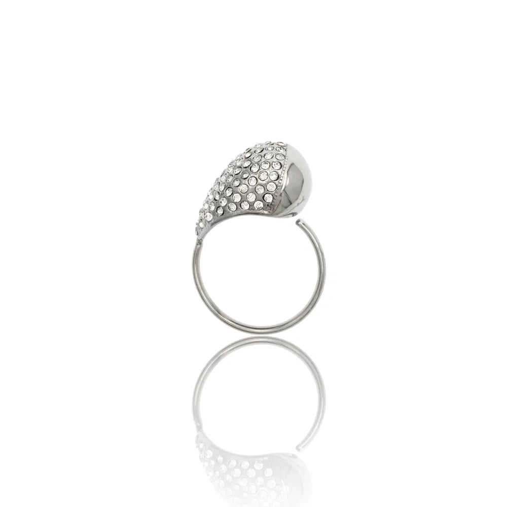 AAR-103-AA4026R Goccia con Strass-Anello Regolabile in Acciaio