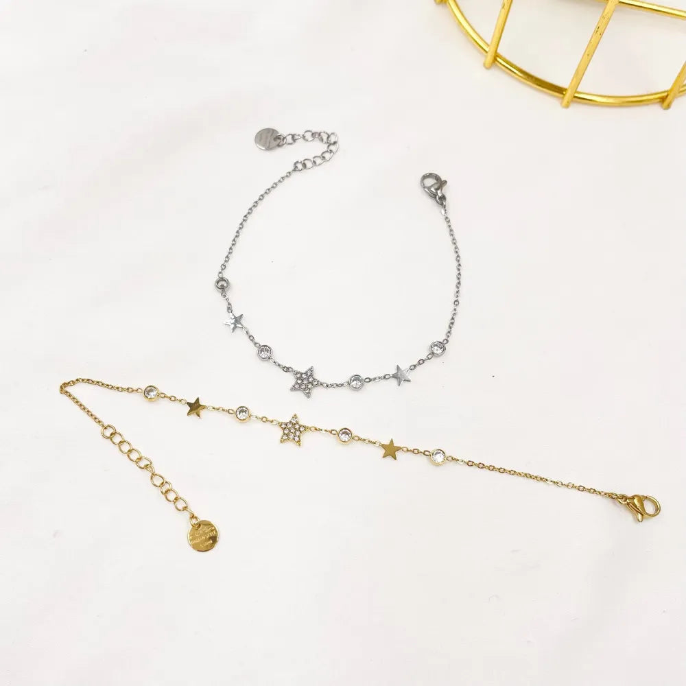 BAC-103-AA3479B Stella con Punto Luce-Bracciale in Acciaio