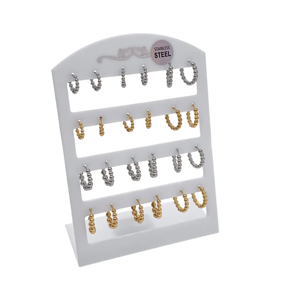 OPA-103-AA4012E Cerchio Pallina Scalare-12paia Orecchini in Acciaio