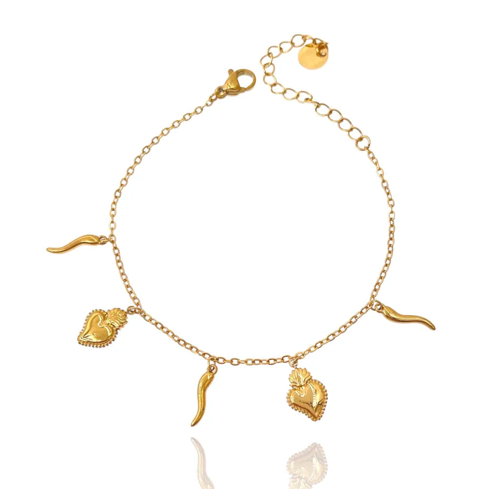BAC-103-AA2777B Sacro Cuore con Cornino-Bracciale in Acciaio con Chiusura