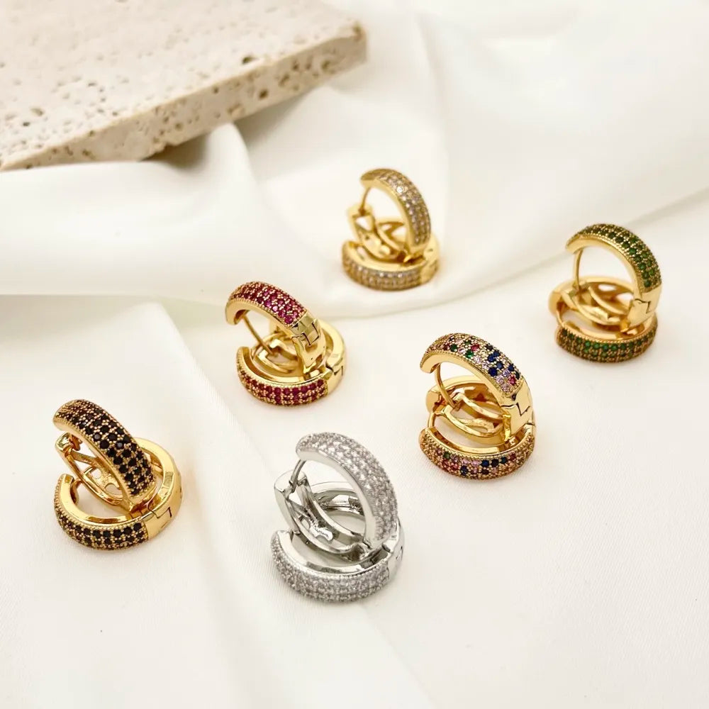 OMZ-103-AA2722E 13mm Cerchio con Zirconia Colorata-Orecchini con Zirconia