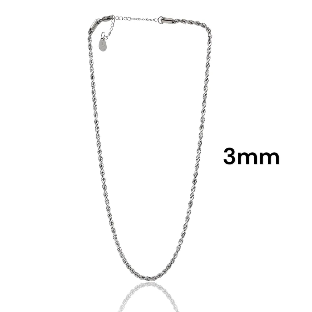 CAC-413-1584 3mm Torchon 3mm-Collana Corta in Acciaio