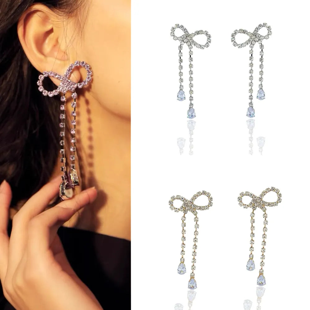 OMM-159-23991 Fiocco con Strass-Orecchini in Rame