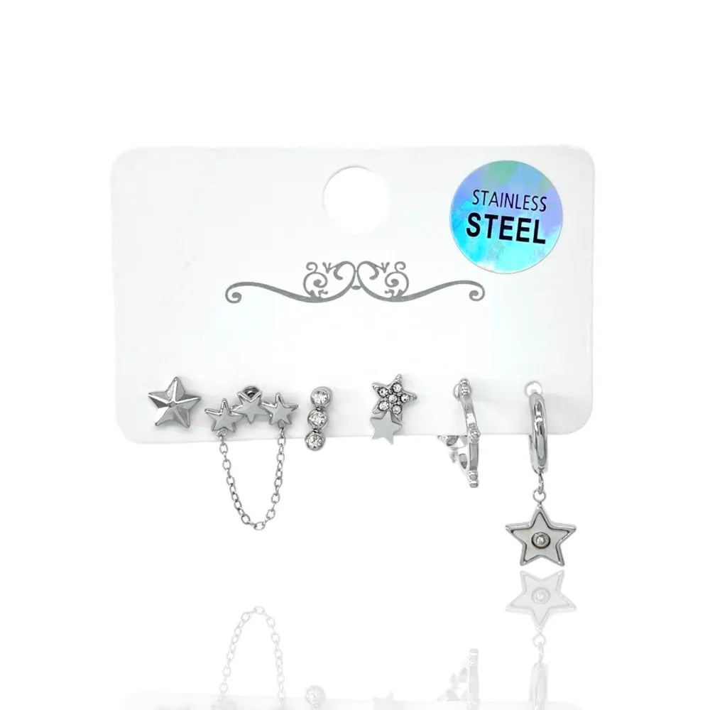 OPA-736-08 Stella-Set 6Pz Orecchini in Acciaio