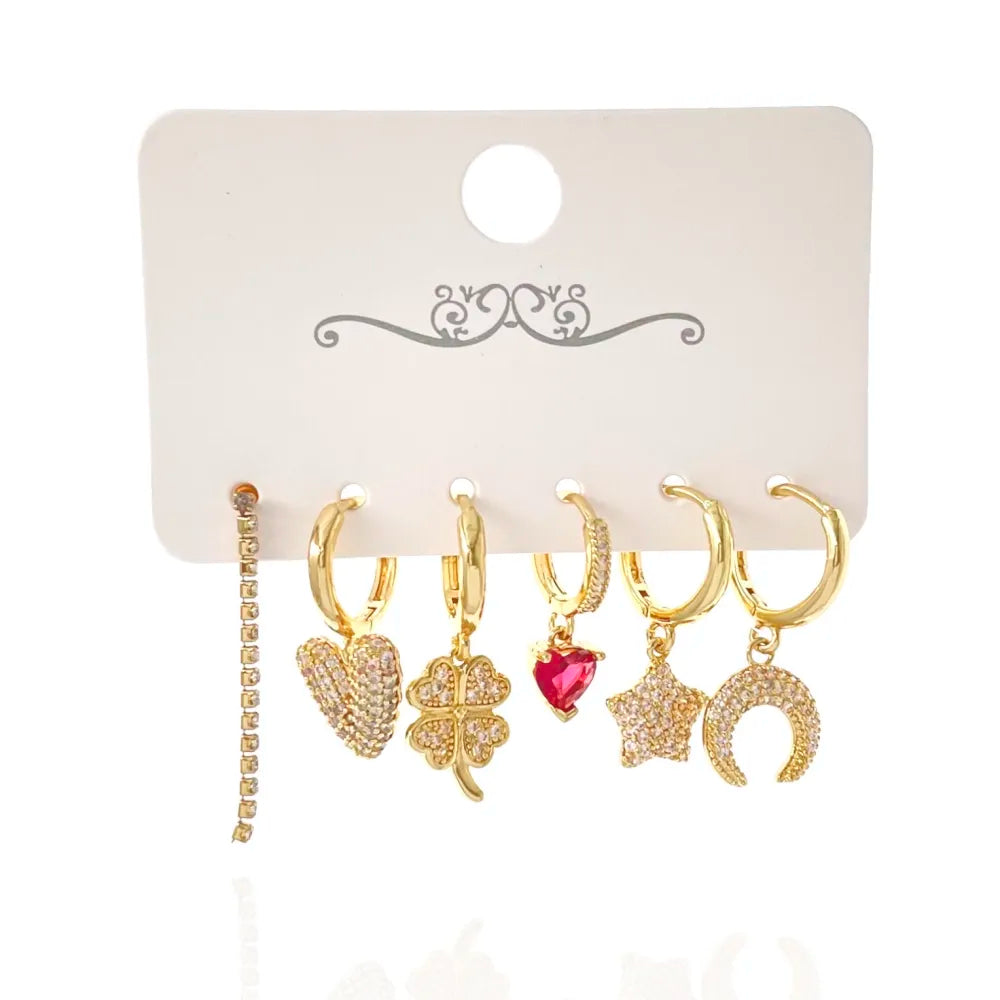 OPM-520-L41 Cuore Quadrifoglio Stella-Set 6pz Orecchini