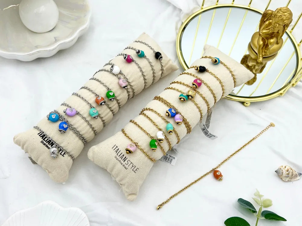 BPA-103-AA3437B Campanello Smaltato-12pz Bracciali in Acciaio con Chiusura