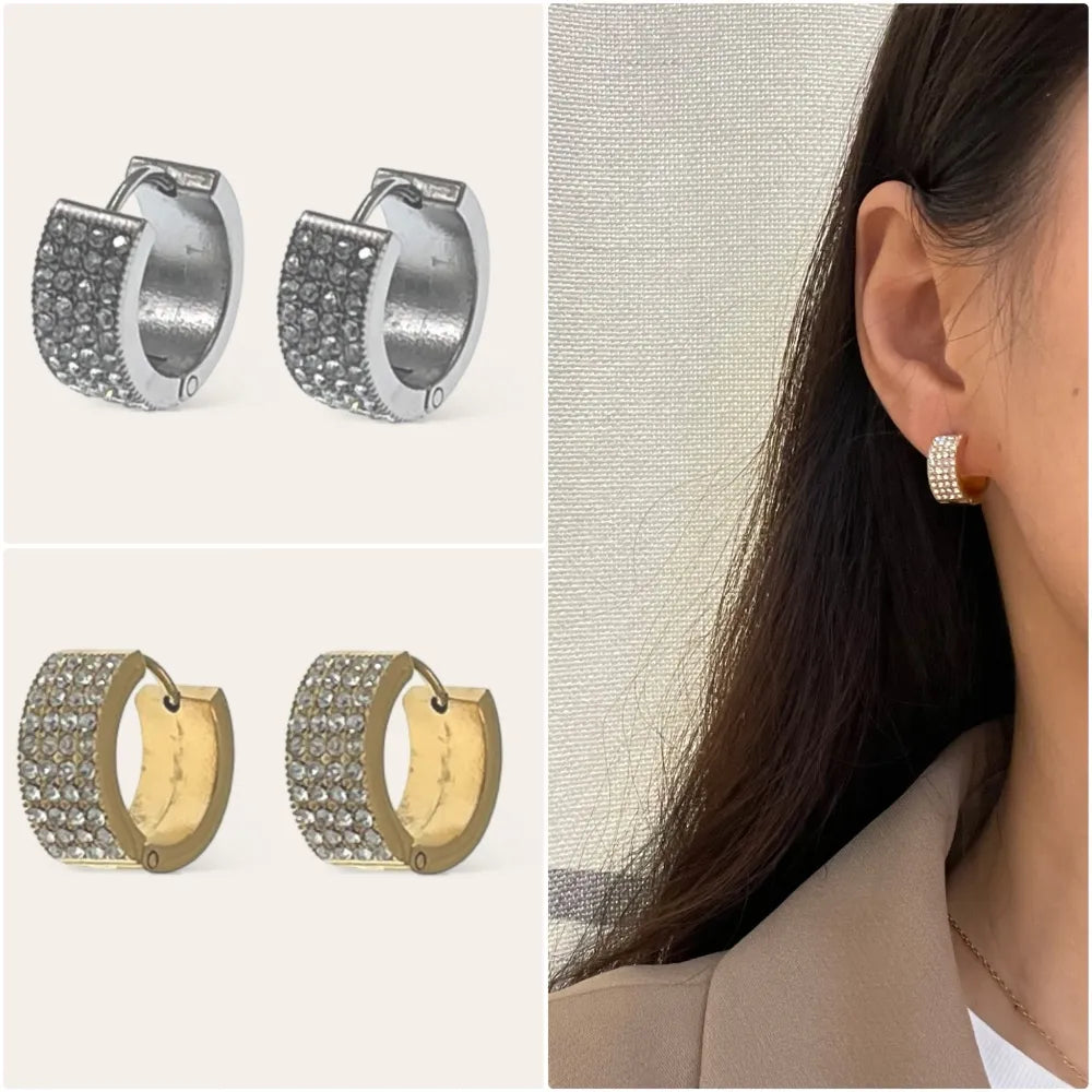 OAP-103-AA4660E Cerchio con Strass -Orecchini in Acciaio
