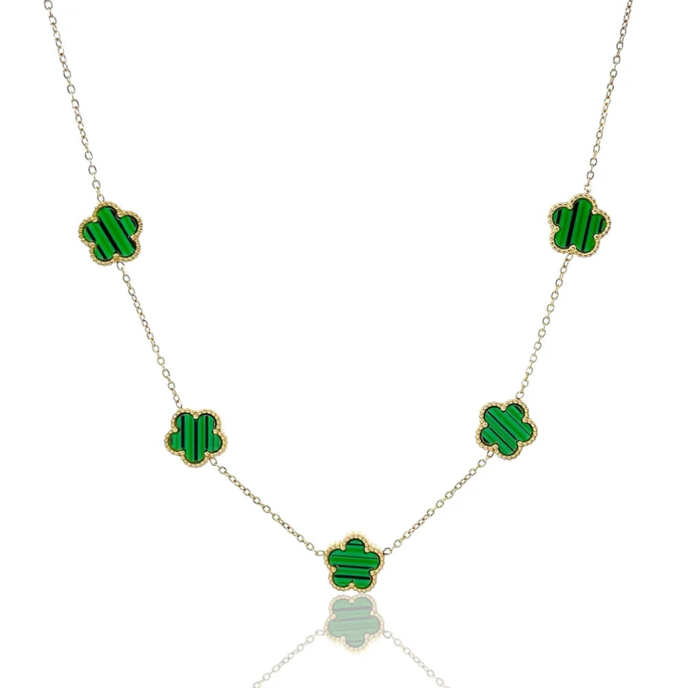 CAC-413-3021 Fiore Grande Smaltato-Collana Corta in Acciaio