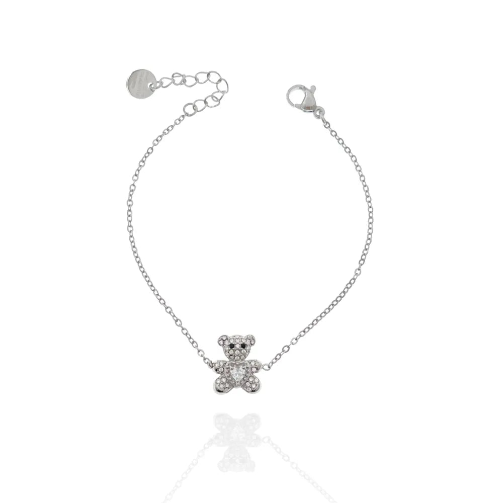 BAC-103-AA4187B Orsetto con Cuore-Bracciale in Acciaio