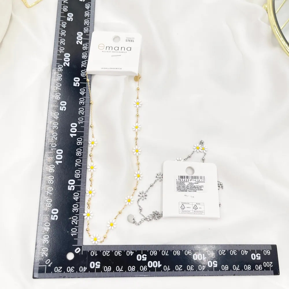 CAC-103-AA4161N Margherita Smaltata-Collana Corta in Acciaio