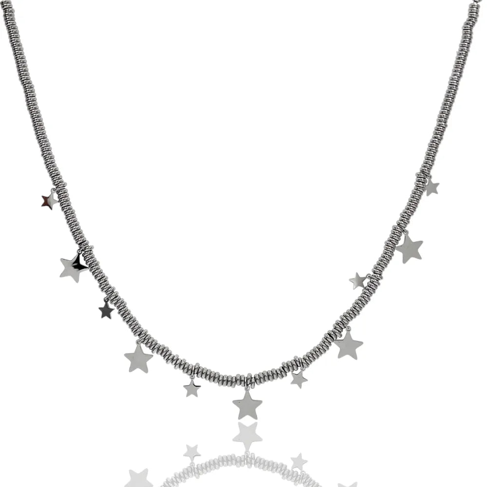 CAC-413-2552 Catena Anellini con Stelle-Collane Corte in Acciaio
