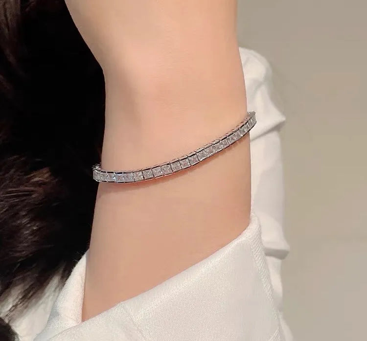 BMZ-243-14 Tennis Quadrato-Bracciale con Cubic Zirconia