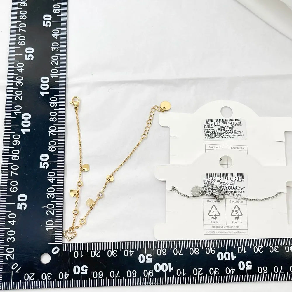 BAC-103-AA3469B Cuore Vuoto -Bracciale in Acciaio con Chiusura