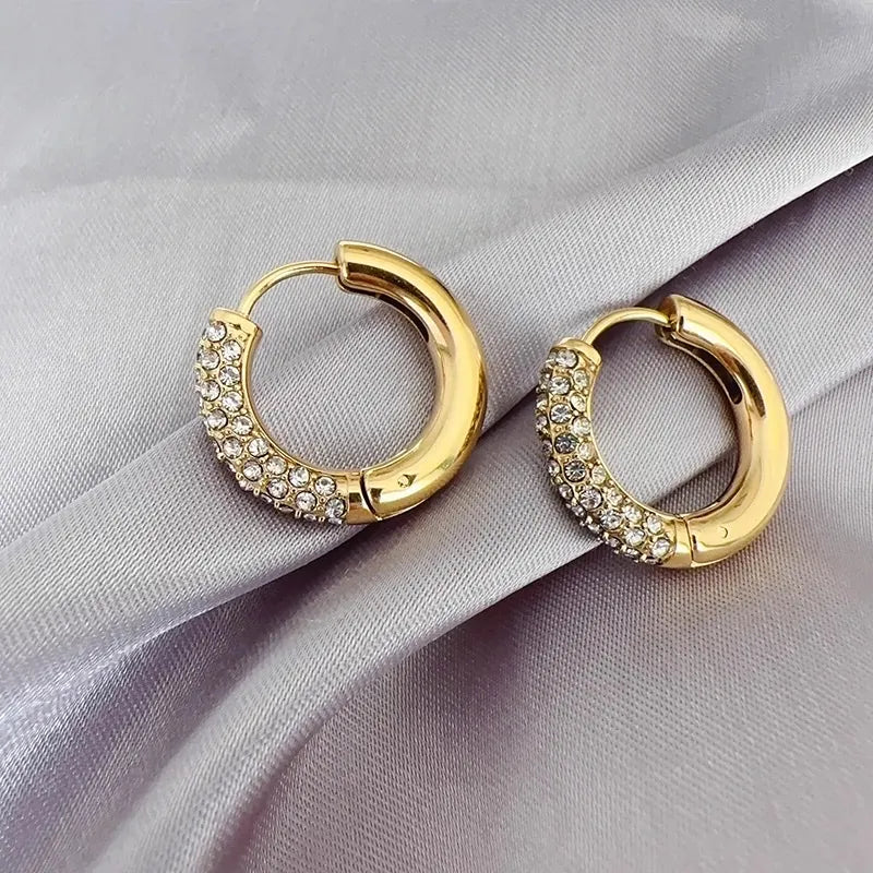 OAP-103-AA3342E Cerchio in Acciaio con Strass-Orecchini in Acciaio
