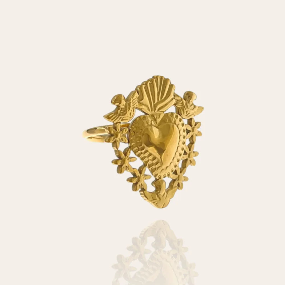 AAR-103-AA2706B Sacro Cuore-Anello Regolabile in Acciaio
