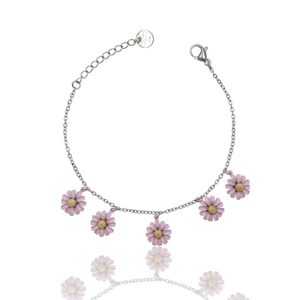 BAC-103-AA3449B Margherita Smaltata -Bracciale in Acciaio con Chiusura