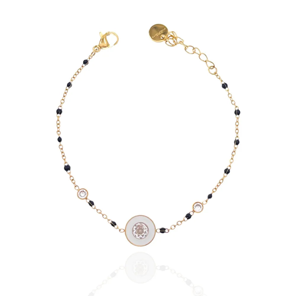 BAC-103-AA3421B Punto Luce Colorato Smaltato-Bracciale in Acciaio