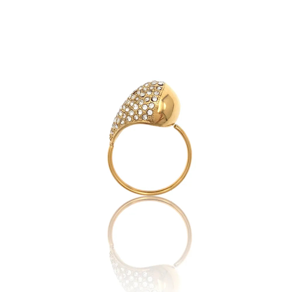 AAR-103-AA4026R Goccia con Strass-Anello Regolabile in Acciaio