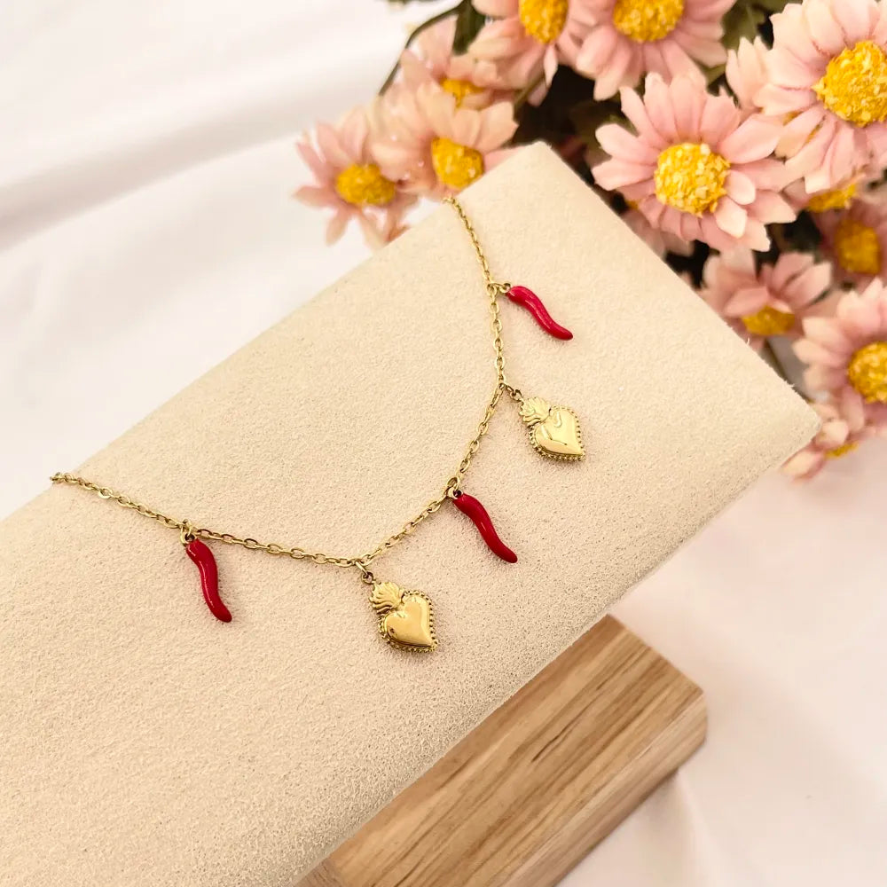 BAC-103-AA2777B Sacro Cuore con Cornino-Bracciale in Acciaio con Chiusura