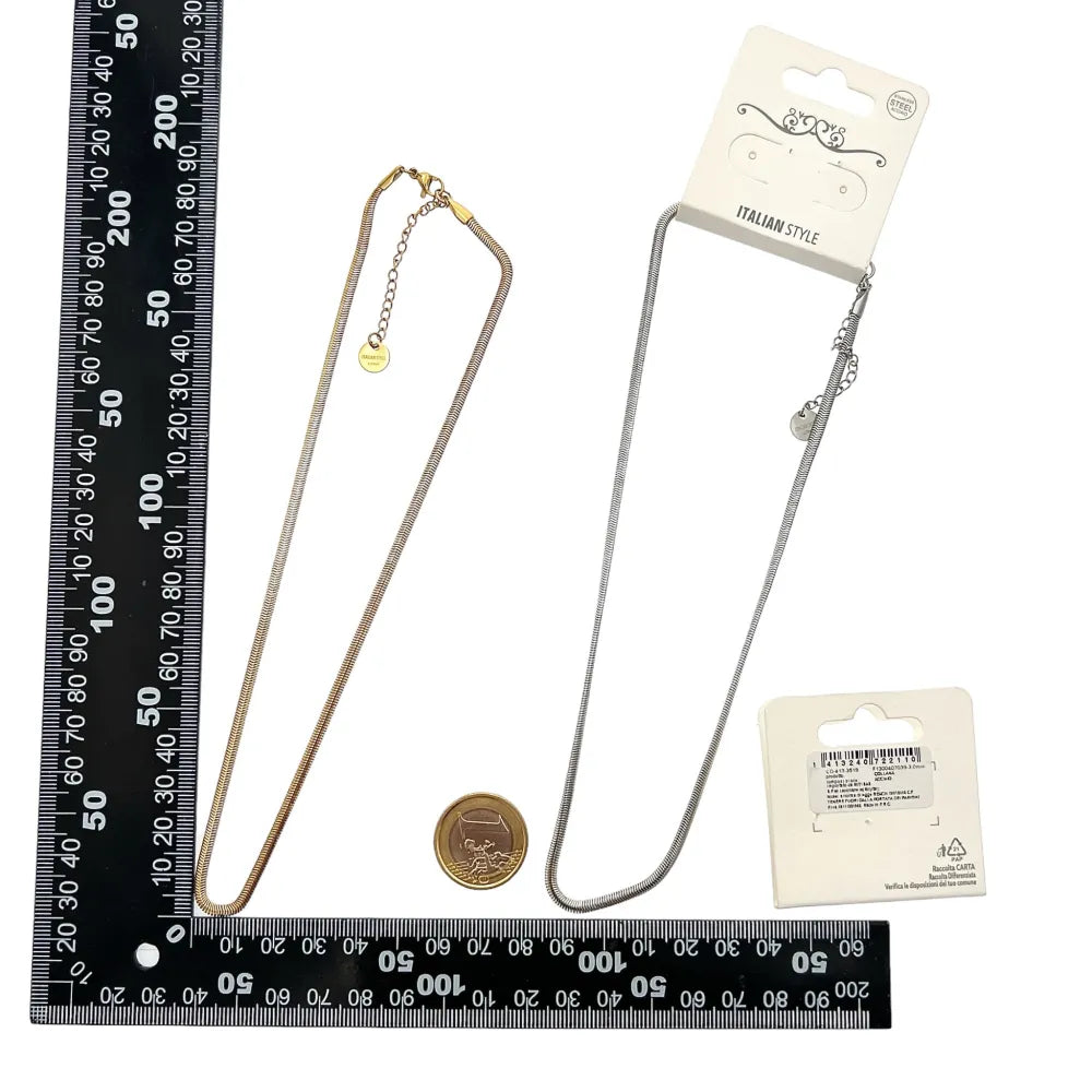 CAC-413-3519 Serpente 3mm-Collana Corta in Acciaio
