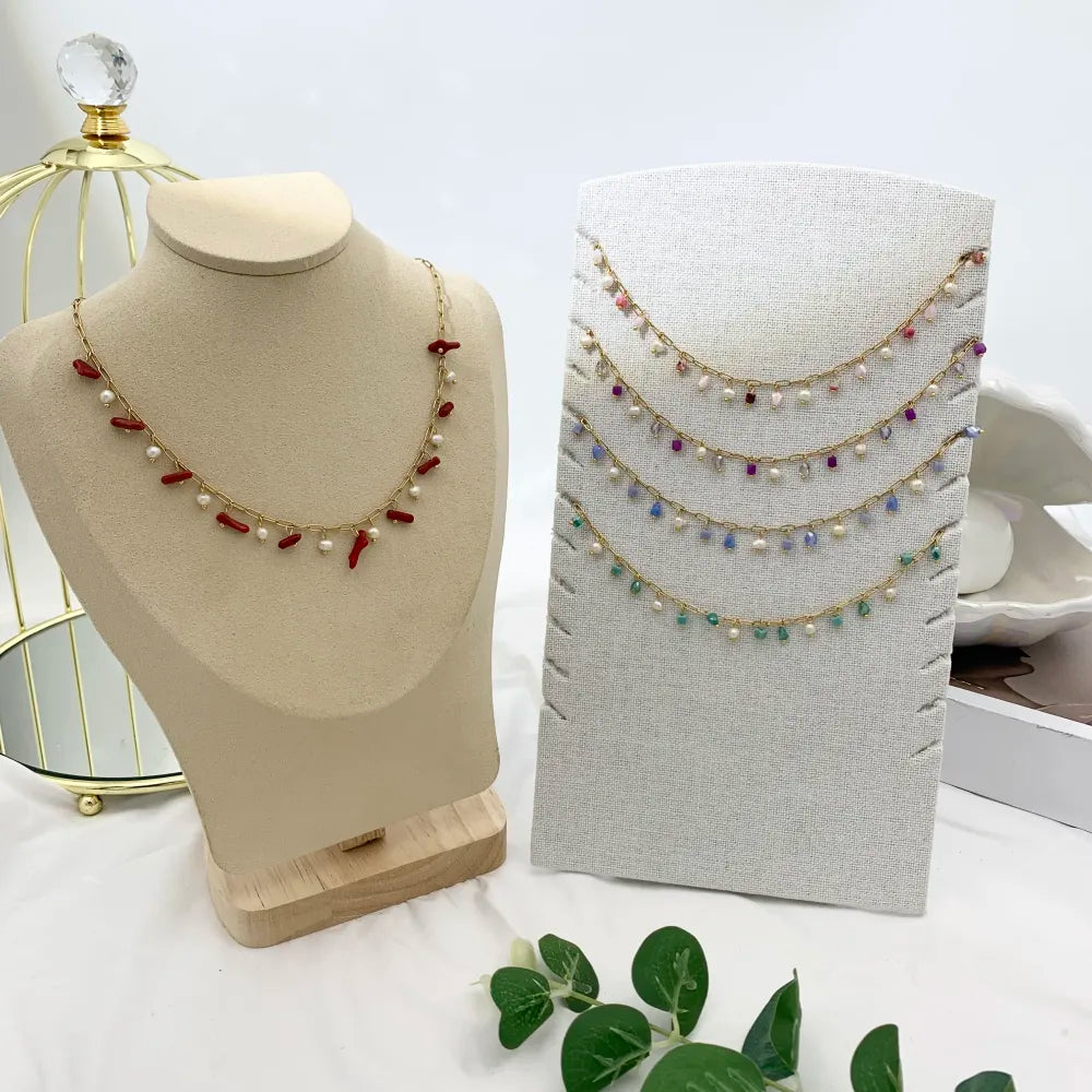 CAC-735-23-57 Perline Colorate-Collana Corta in Acciaio