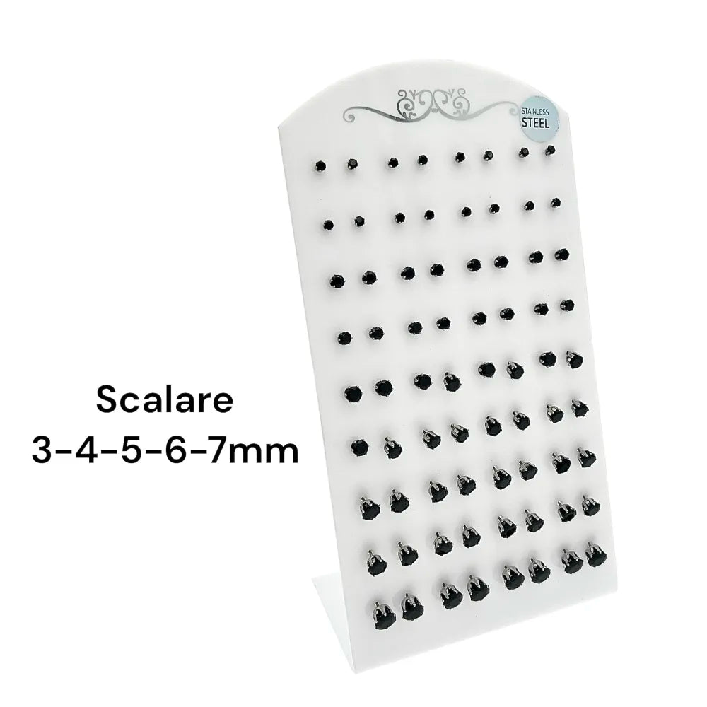 OPA-107-86-131-182 3mm-8mm Punto Luce Tondo Scalare 3mm-8mm 6Griffe-36Paia Orecchini in Acciaio
