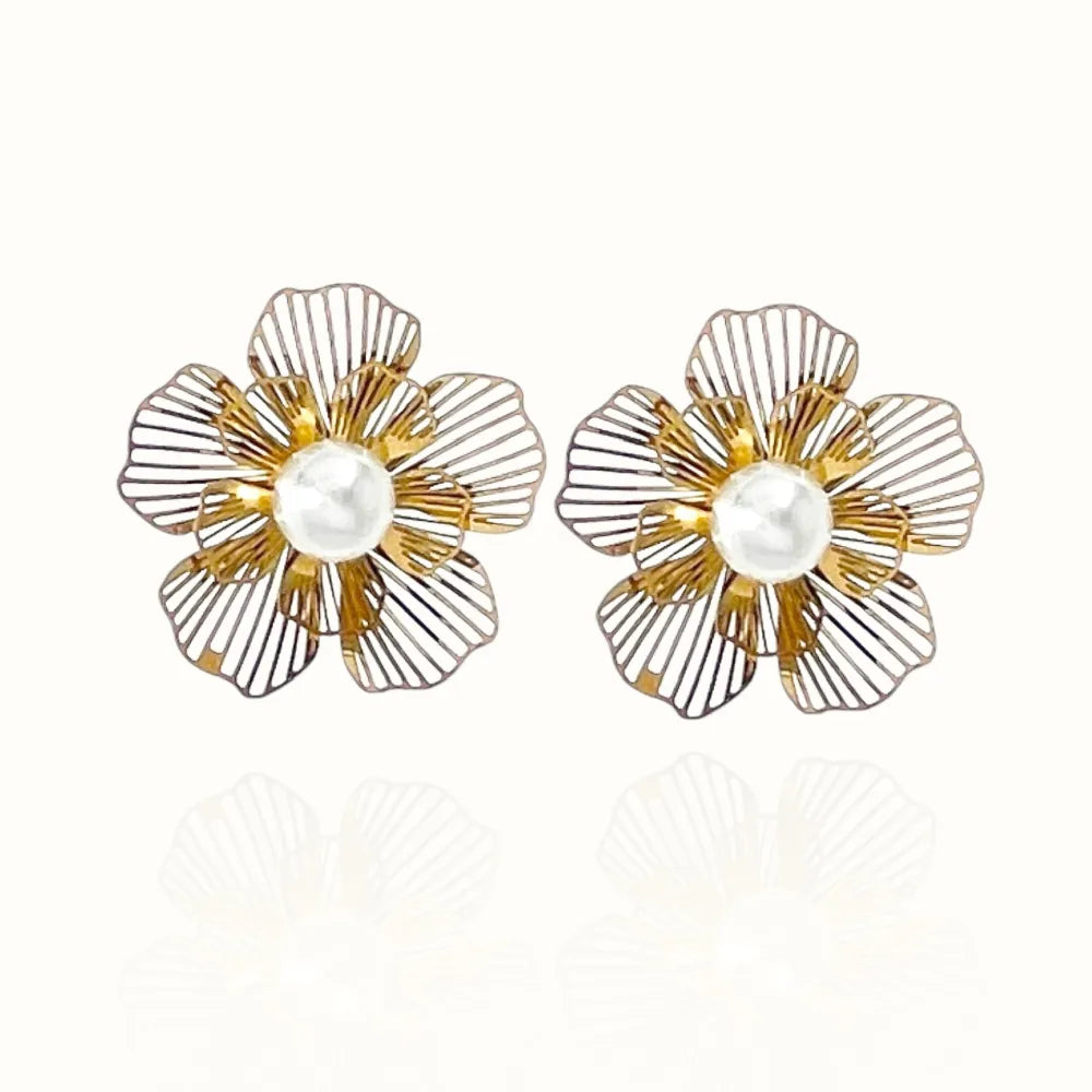OAP-413-2107 Fiore con Perla -Orecchini in Acciaio