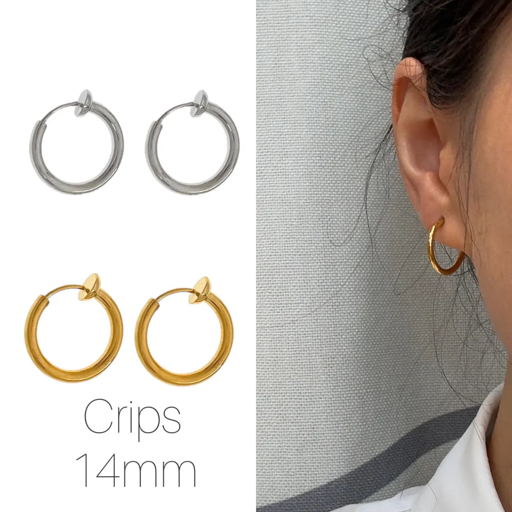 OAK-103-AA4157E 14mm Cerchio a Clip 14mm -Orecchini in Acciaio Senza Buco