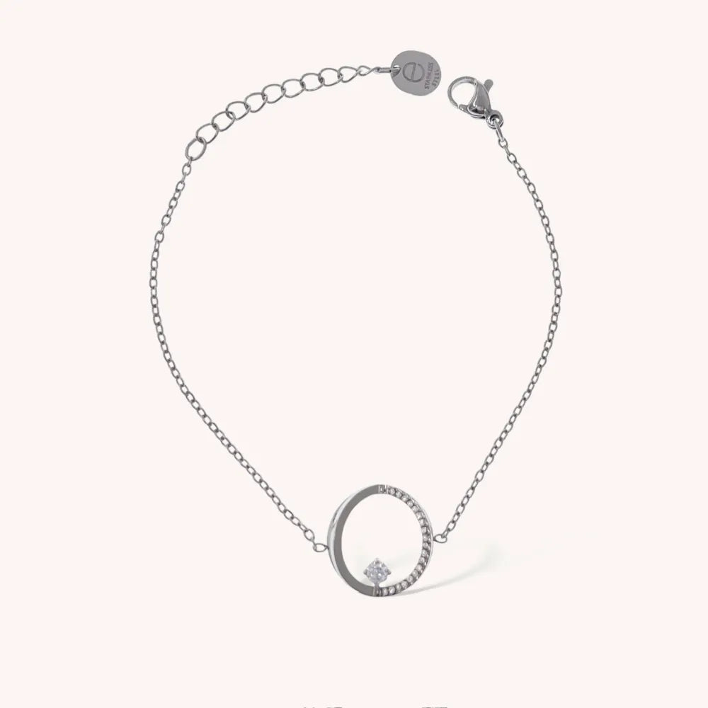 BAC-103-AA4192B Cerchio con Punto Luce-Bracciale in Acciaio