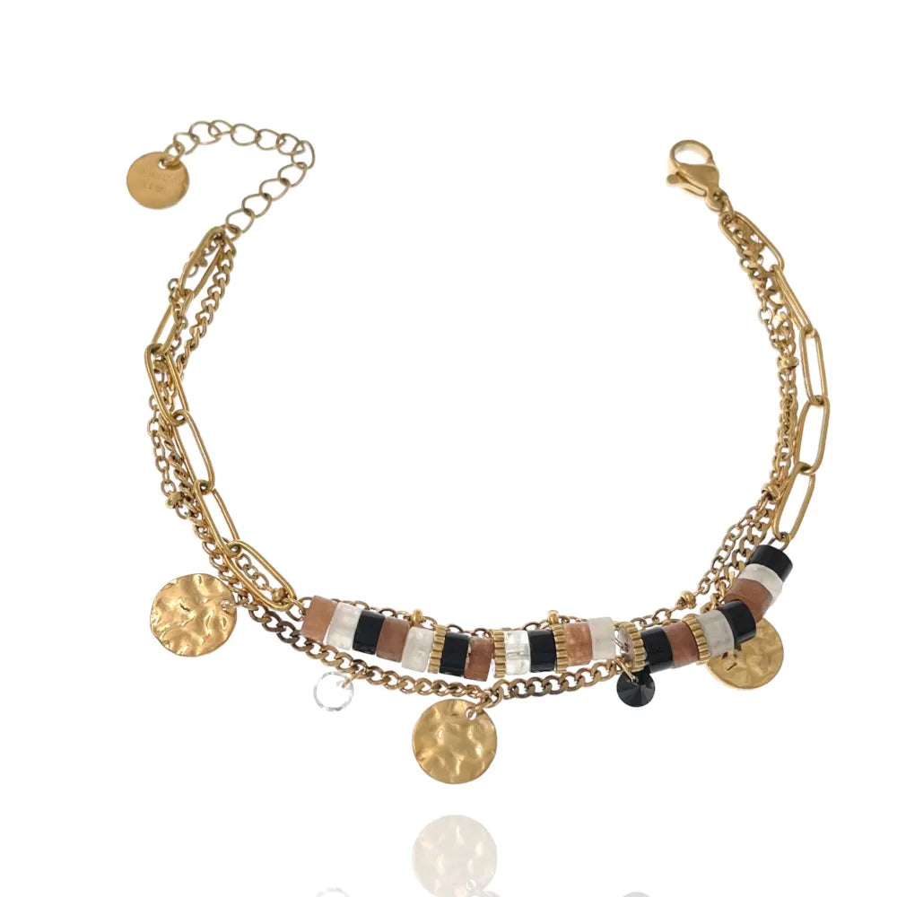 BAC-103-AA1721B Multifili con Perline-Bracciale in Acciaio con Chiusura