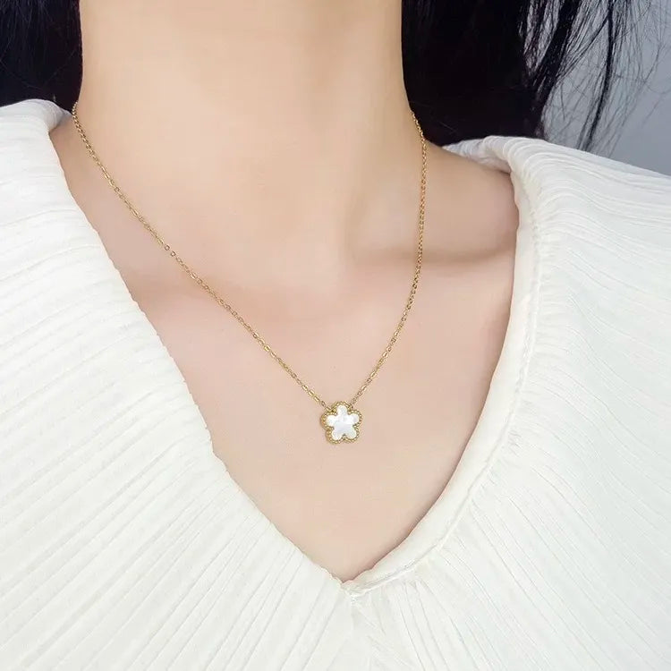 CAC-413-2154 C Fiore-Collana Corta in Acciaio