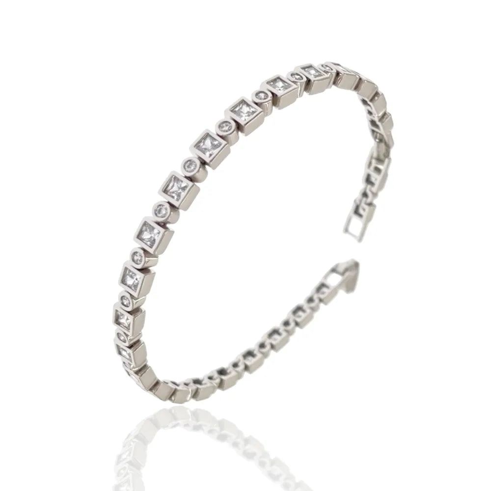 BMZ-243-14 S Quadrato e Tondo-Bracciale con Cubic Zirconia