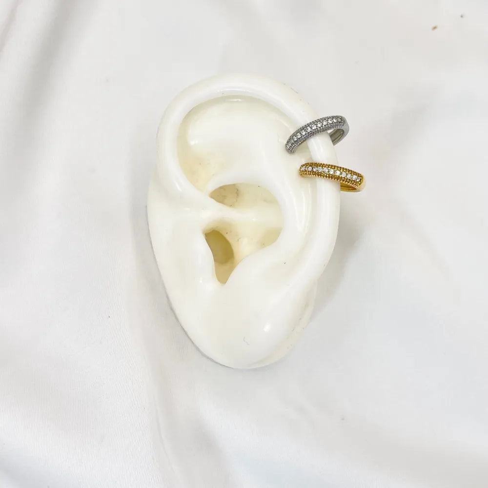 OAP-103-AA4282Eg Doppio Filo con Zirconia -Earcuff in Acciaio